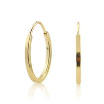 Brinco 1 cm Argola Redonda Fio Em Ouro 18k