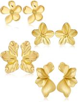Brinco 17 MILE Folheado a Ouro 14K com Design Floral 3D Brinco 17 MILE Folheado a Ouro 14K com Design Floral 3D