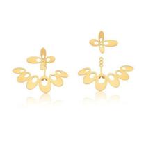 Brinco 2 Em 1 Oval Liso E Vado Banhado A Ouro Brinco 2 Em 1 Oval Liso E Vado Banhado A Ouro