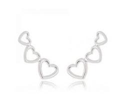 Brinco 3 Coração Vazado Fixo