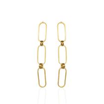 Brinco 3 elos corrente banhado a ouro 18k Brinco 3 elos corrente banhado a ouro 18k