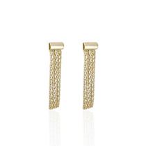 Brinco 3 Faixas Trançadas Banho Ouro 18K