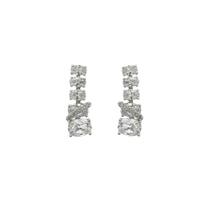 Brinco 5 Zircônias Cristal Banhado a Prata