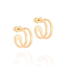 Brinco 526254 Meia Argola Folheado A Ouro Aro Duplo Rommanel