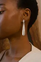 Brinco a Prata Semi Joia brincos elegantes comprido de Festa Brinco a Prata Semi Joia brincos elegantes comprido de Festa