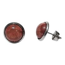 Brinco Aço Cirurgico Coral Esponja 10mm Solitario Cor:Terracota Brinco Aço Cirurgico Coral Esponja 10mm Solitario Cor:Terracota