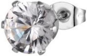 Brinco Aço Cirúrgico Zirconia Pde Luz - Prateado - 5 Mm