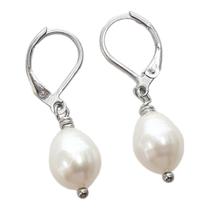 Brinco Aço Gancho Fechado Com Perola Natural Agua Doce