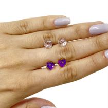 Brinco Aço Inox Prata Rosa Kit 2 Brincos Prisma