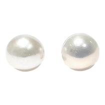 Brinco Aço Solitario Perola Natura Botão 11mm