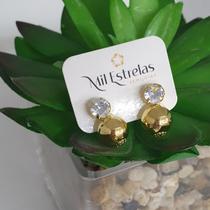 Brinco Adriana Semijóia Banhado a Ouro Tendência Moderno