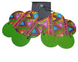Brinco Afro em madeira flor Brinco Afro em madeira flor