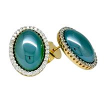 Brinco Agata Verde Perolado Com Microzirconias Lizzy Fatin