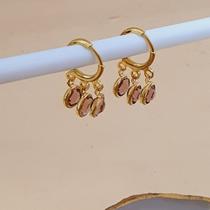 Brinco Amanda Semijóia Banhado a Ouro Tendência Moderno