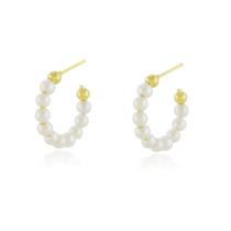 Brinco Ancona Meia Lua de Pérolas - Banho Ouro 18k