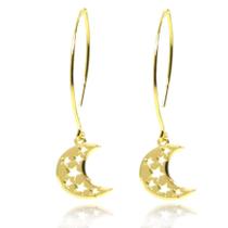 Brinco Anzol Lua Folheado Ouro