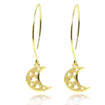 Brinco Anzol Lua Folheado Ouro