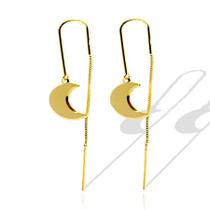 Brinco Anzol Veneziana Ping. Lua Folheado Ouro 18k