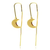 Brinco Anzol Veneziana Ping. Lua Folheado Ouro 18k