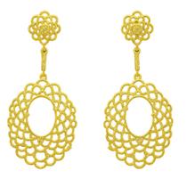 Brinco Arabescos Circulares Cravejados com Microzircônias Banhado a Ouro