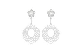 Brinco Arabescos Circulares Cravejados com Microzircônias Banhado a Prata