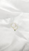 Brinco Argola 1.3cm e Pingente Zircônia Verde Ouro 18k.