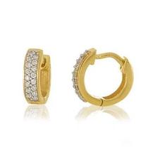 Brinco Argola 10 mm Com Diamantes Em Ouro 18K