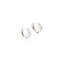 Brinco Argola 12MM em Prata 925 com Zirconia - Banhado no Ródio Branco