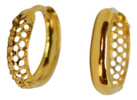 Brinco Argola 2 Em 1 Vazada/lisa Ouro 18k Brinco Argola 2 Em 1 Vazada/lisa Ouro 18k
