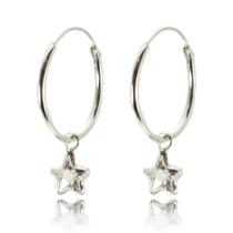 Brinco Argola 20 mm Estrela Zirconia Prata 925