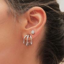 Brinco argola 3 aros prateada