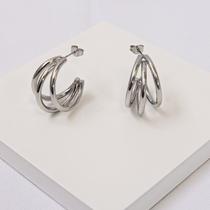 Brinco Argola 3 Fios Aço Inox Prateado