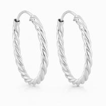 Brinco Argola 4cm Fio Torcido Prata 925 Legítima Brinco Argola 4cm Fio Torcido Prata 925 Legítima