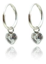 Brinco Argola 8mm Coração Pedra Zircônia Prata Legítima 925 Brinco Argola 8mm Coração Pedra Zircônia Prata Legítima 925