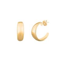 Brinco argola abaulada borda detalhada - Banhado em ouro 18k