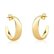 Brinco argola Abaulada Ponta Fina Grande 22mm - Banhado em ouro 18k