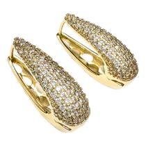 Brinco argola alongada cravejada G Brinco argola alongada cravejada G