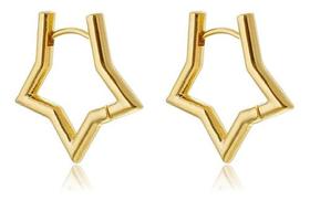 Brinco Argola Antonella Estrela Lisa banhado em ouro 18k