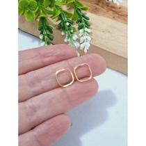 Brinco Argola Argolinha Quadrada Pequeno Segundo Furo Terceiro Furo Infantil Criança Bebê Masculino Ouro Puro 18k 750 Original Com Garantia