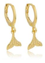 Brinco Argola Ariel Cauda De Sereia Estampada Banhado em ouro 18k Brinco Argola Ariel Cauda De Sereia Estampada Banhado em ouro 18k