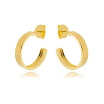 Brinco argola aro largo liso banhada a ouro 18k