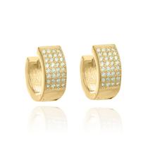 Brinco Argola Articulada Cravejado de Zircônias Brancas Folheado em Ouro 18k Brinco Argola Articulada Cravejado de Zircônias Brancas Folheado em Ouro 18k