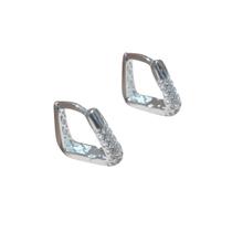 Brinco Argola Articulado Retangular com Renda em Prata 925 Brinco Argola Articulado Retangular com Renda em Prata 925