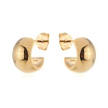 Brinco Argola Banhado a Ouro 18k Meia Argola Grossa Pequena 1x1