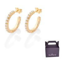 Brinco Argola Banhado a Ouro com Zircônias Rommanel 527412 Brinco Argola Banhado a Ouro com Zircônias Rommanel 527412