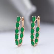 Brinco argola banhado a ouro com zirconias verde esmeralda