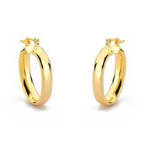 Brinco Argola Básica Oval Larga Banhado Ouro 18K