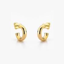 Brinco Argola Básica Tubo Larga Banhado Ouro 18K