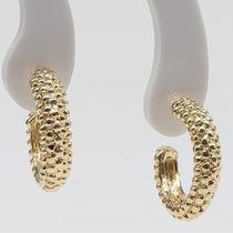 Brinco Argola Bolinha Trabalhada Banhada em Ouro 18K Brinco Argola Bolinha Trabalhada Banhada em Ouro 18K