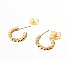 Brinco Argola Bolinhas Lisa Banhado Ouro 18K